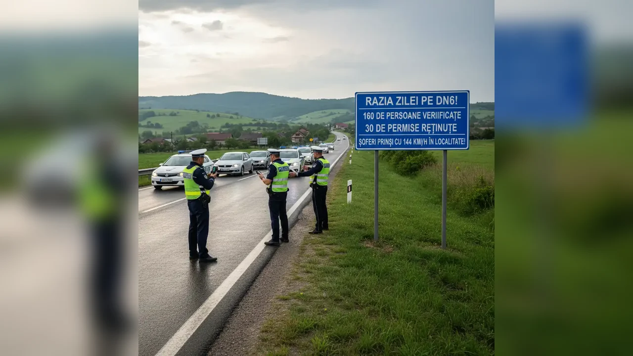 160 de persoane verificate, 30 de permise reținute și șoferi prinși circulând cu 144 km/h în localitate