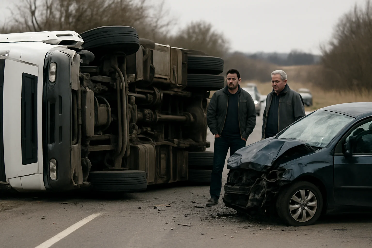 Accident grav pe DEx12: TIR răsturnat după coliziune cu auto