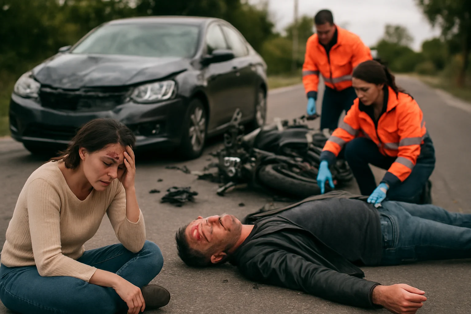Accident între autoturism și convoi de motociclete: două răniți