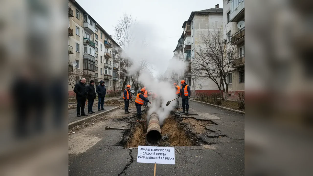 Avarie la termoficare în Craiova, cartierul Rovine: oprire de căldură până miercuri la prânz