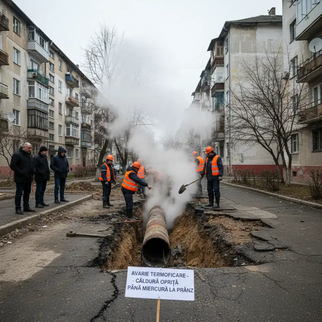 Avarie la termoficare în Craiova, cartierul Rovine: oprire de căldură până miercuri la prânz