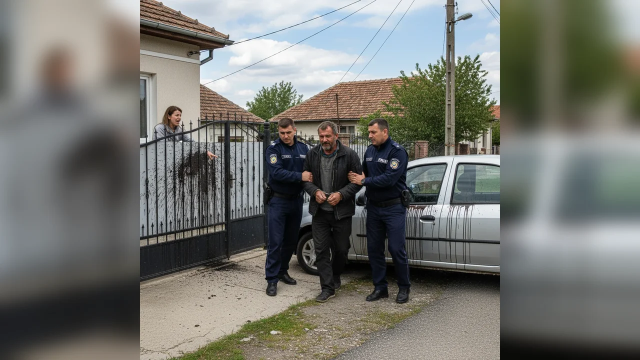 Bărbat din Dolj reținut la Craiova după ce ar fi aruncat cu ulei pe poarta și mașina vecinei
