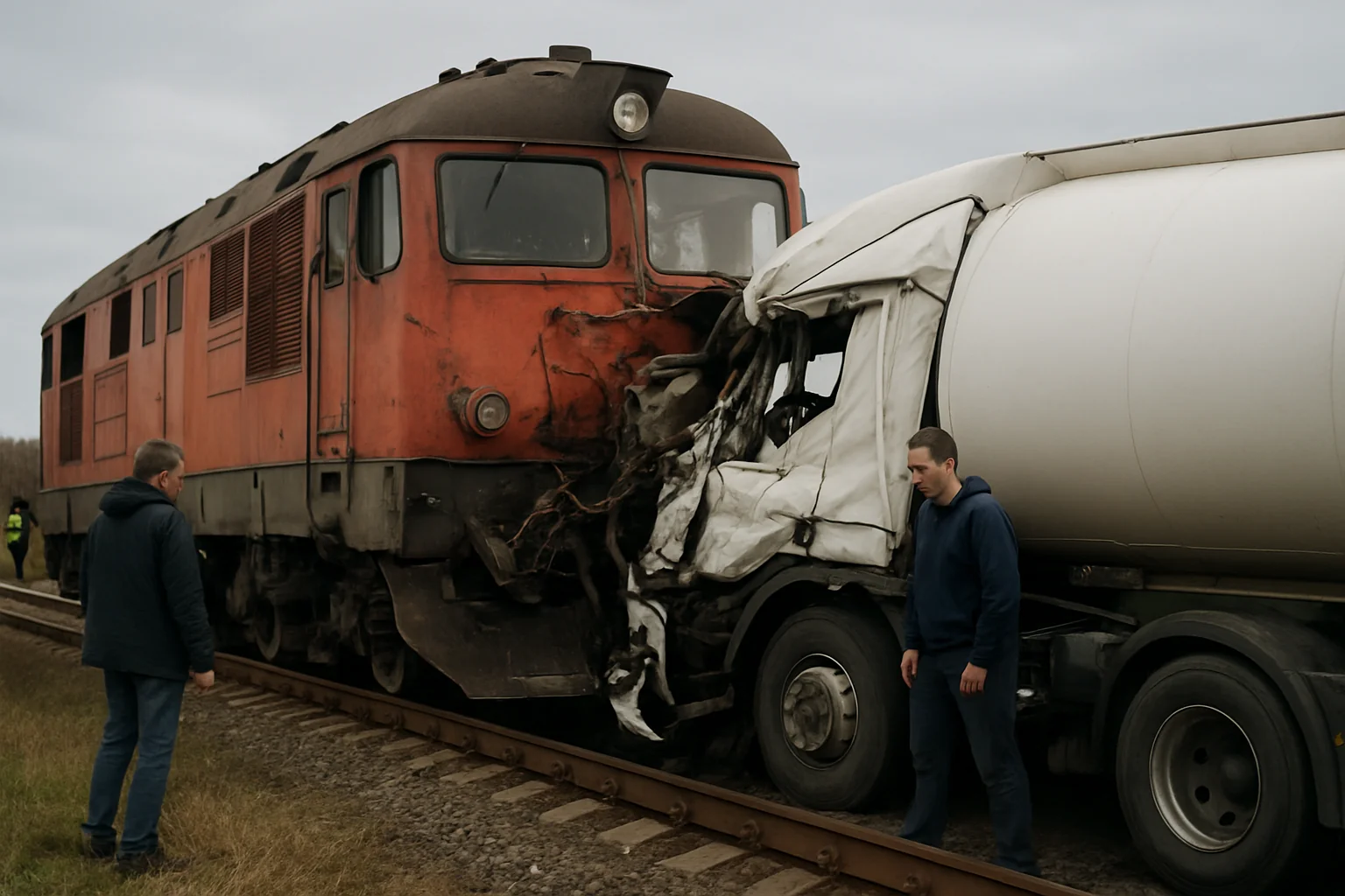 Coliziune gravă între tren marfar și cisternă în Giurgiu