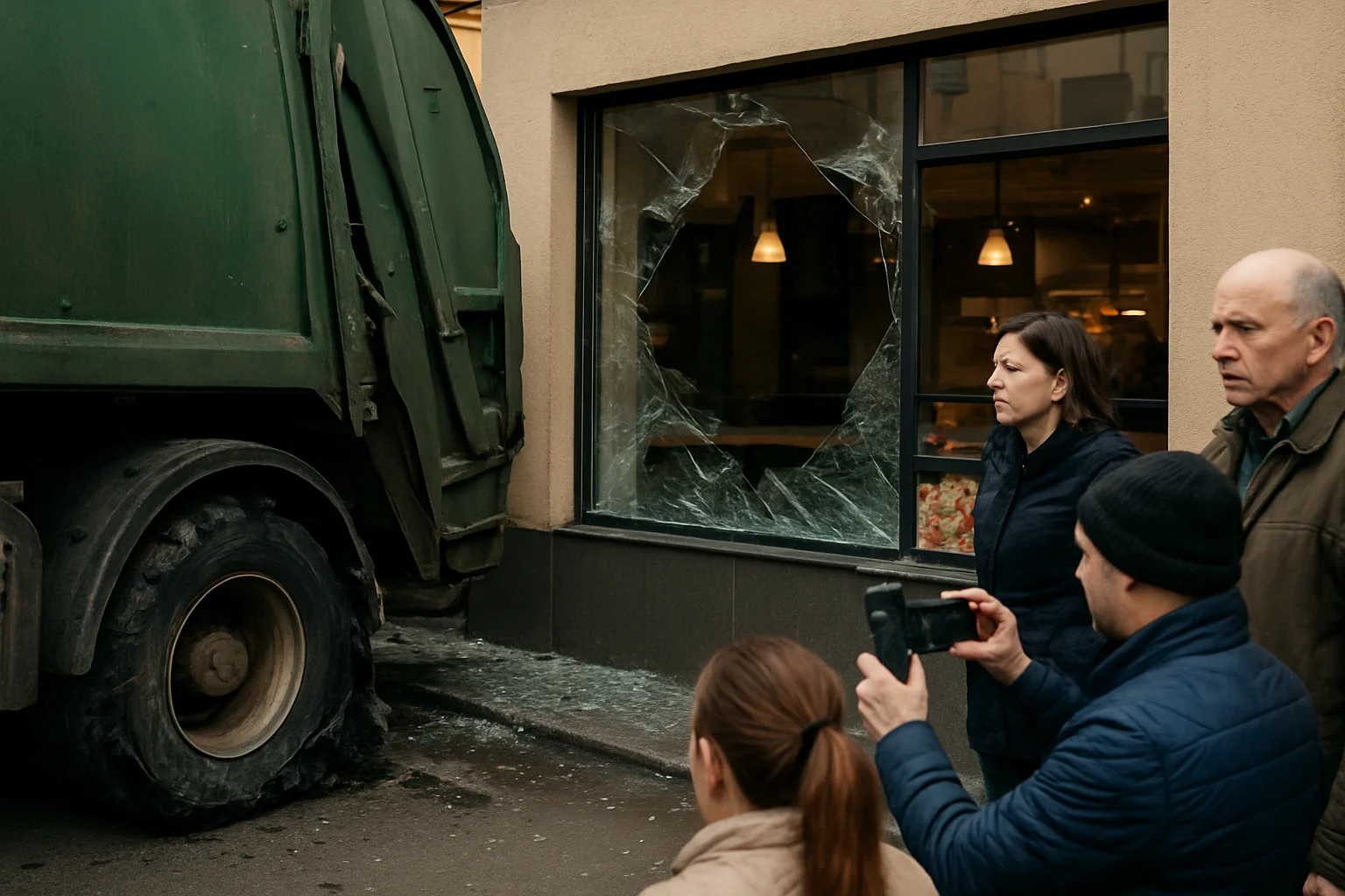 Explozie pneu autospecială salubritate, pagube la pizzerie Târgu Jiu