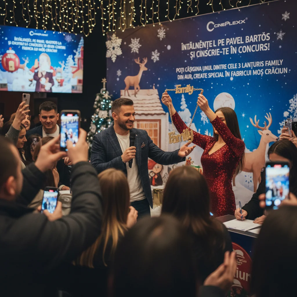 Întâlnește-l pe Pavel Bartoș la Cineplexx și câștigă unul dintre cele 3 lanțuri Family din aur, create în fabrica lui Moș Crăciun!
