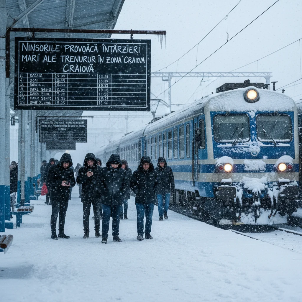 Ninsorile afectează grav circulația feroviară în zona Craiova, cu întârzieri de ore întregi