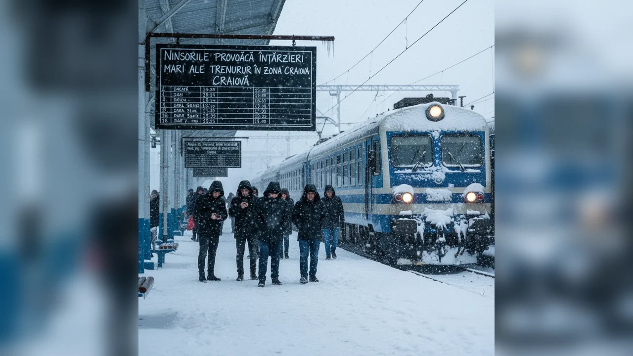 Ninsorile afectează grav circulația feroviară în zona Craiova, cu întârzieri de ore întregi