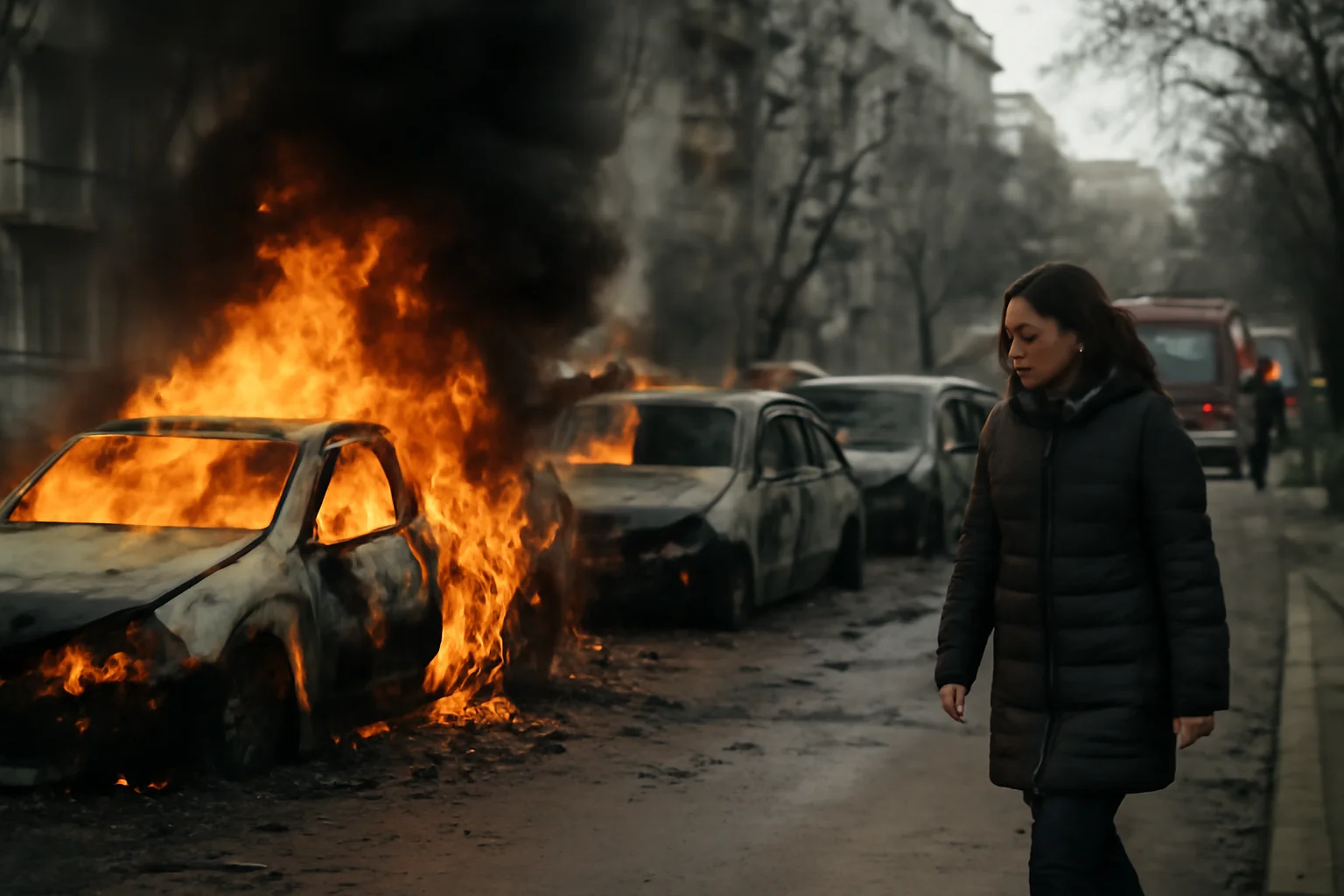 o femeie și-a pierdut viața, autoturisme făcute scrum în urma unui incendiu puternic