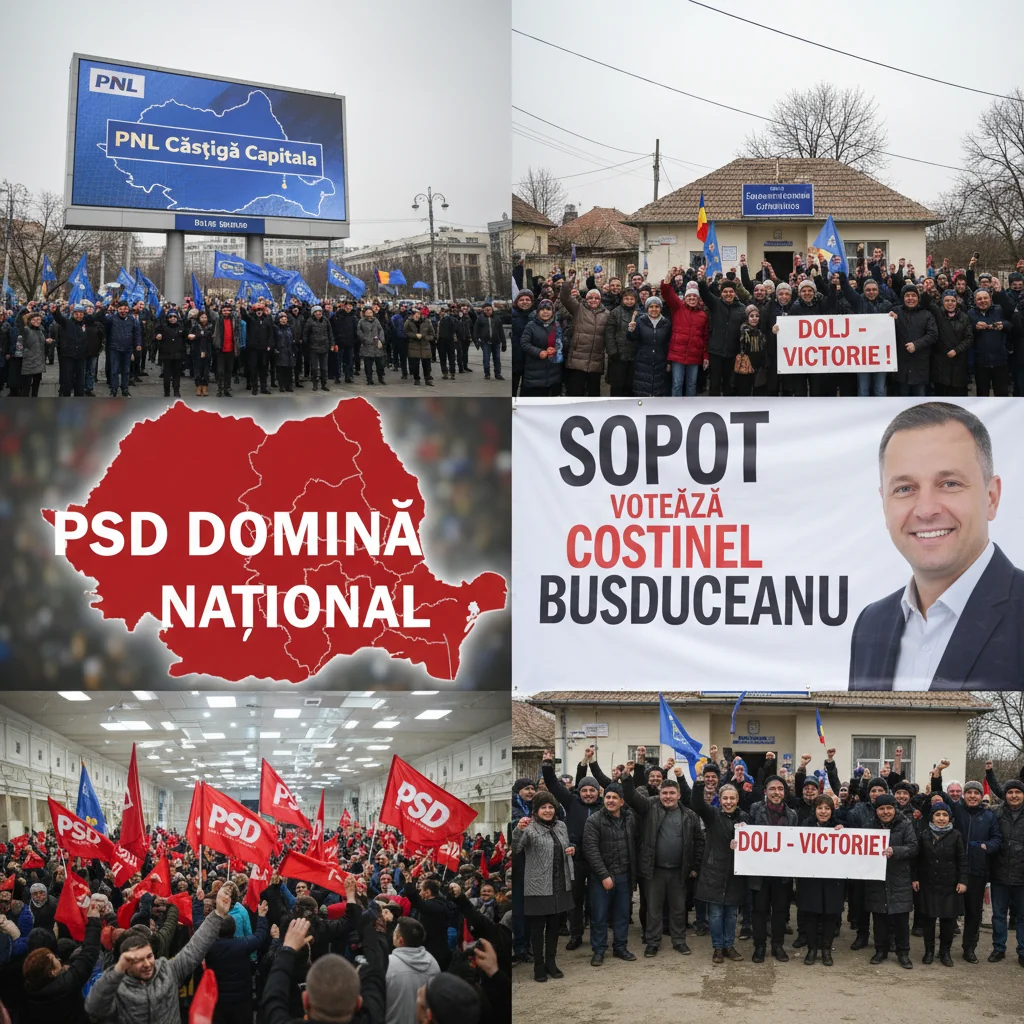 PSD domină țara, PNL în Capitală, Costinel Busduceanu victorie clară în comuna Sopot, Dolj
