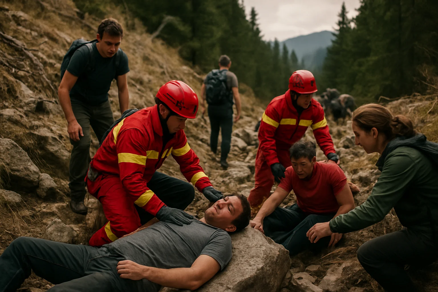 Salvare rapidă pentru victimele căzute în râpă în Bucegi
