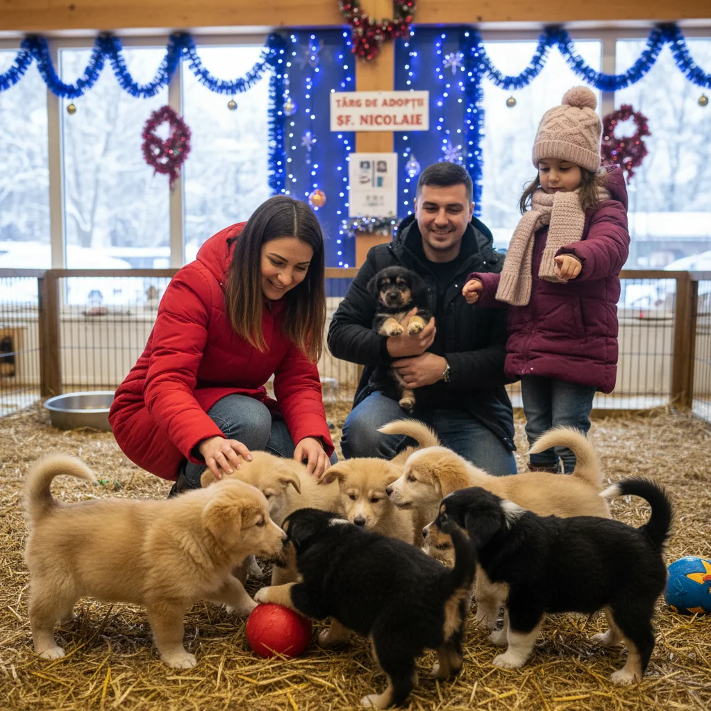 Șapte căței din adăpostul public disponibili pentru adopție de Sfântul Nicolae, la târgul special local