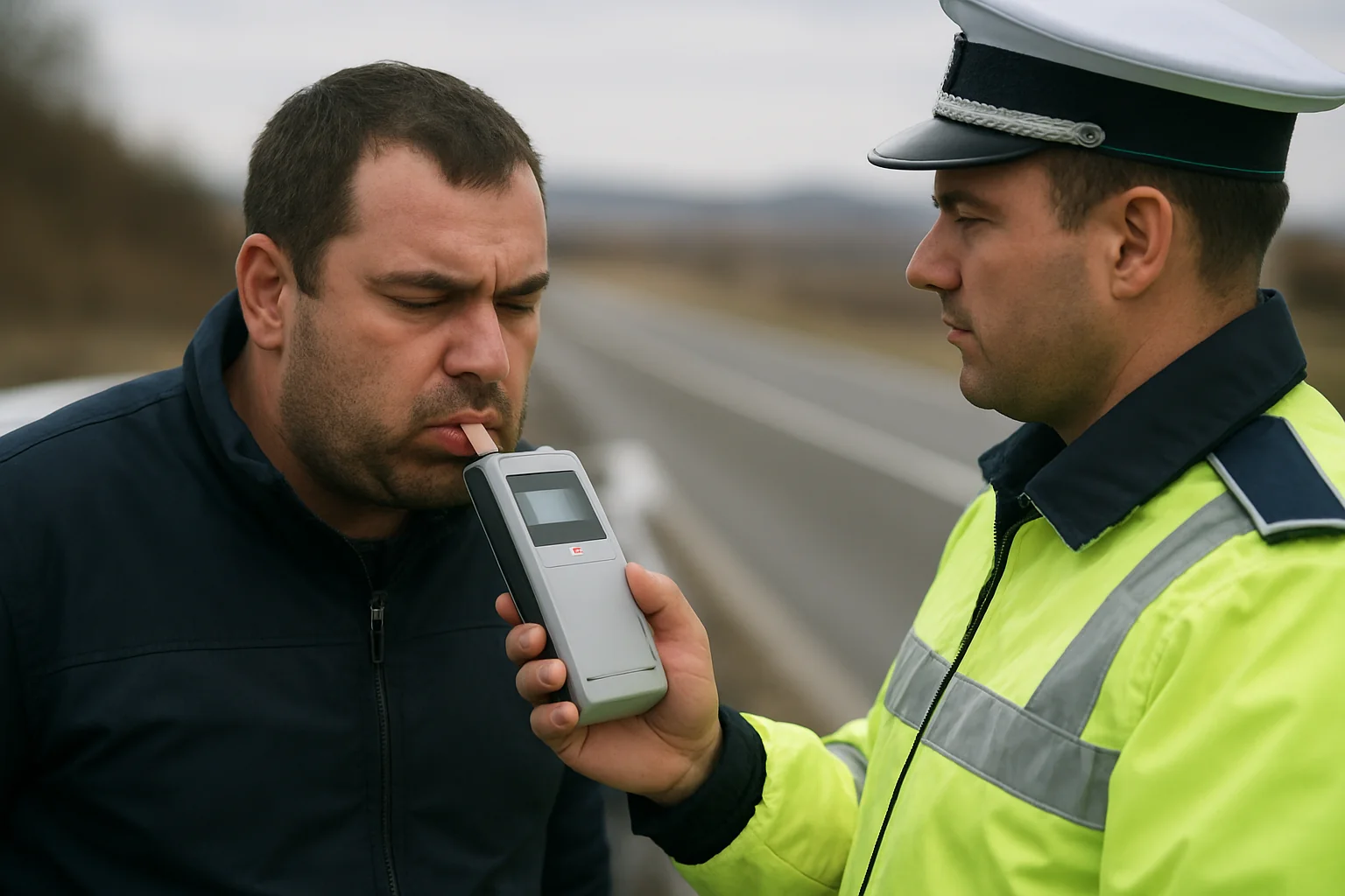 Șofer prins băut pe DN 66, alcoolul a fost de 1,30 mg/l