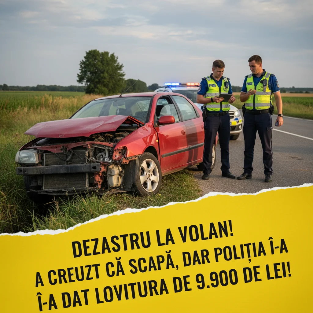 Șofer Prins de Poliție și Amendat cu 9.900 Lei!