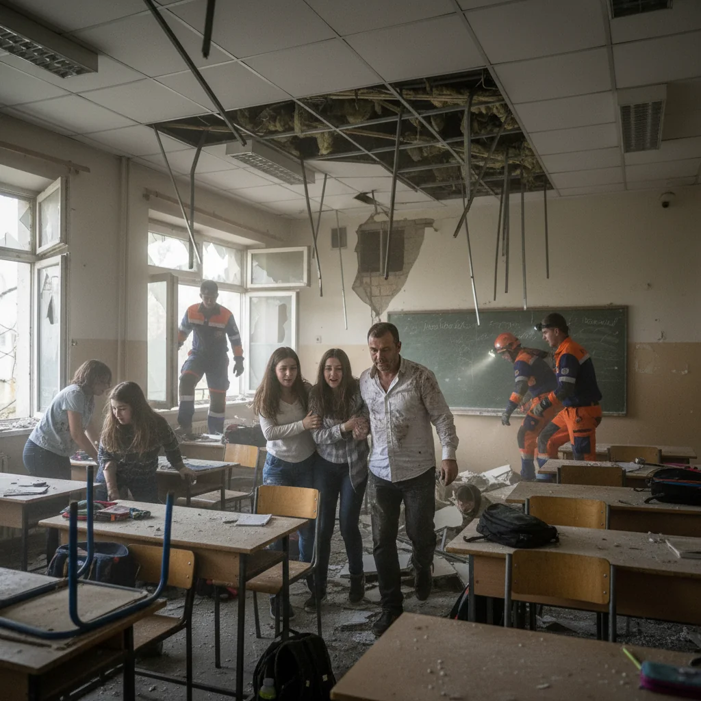 Tavan prăbușit într-o sală de clasă din Craiova: mai mulți elevi răniți ușor