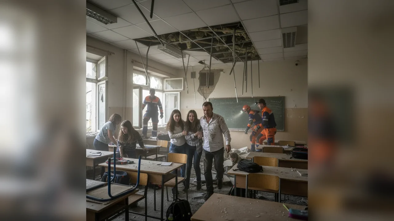 Tavan prăbușit într-o sală de clasă din Craiova: mai mulți elevi răniți ușor