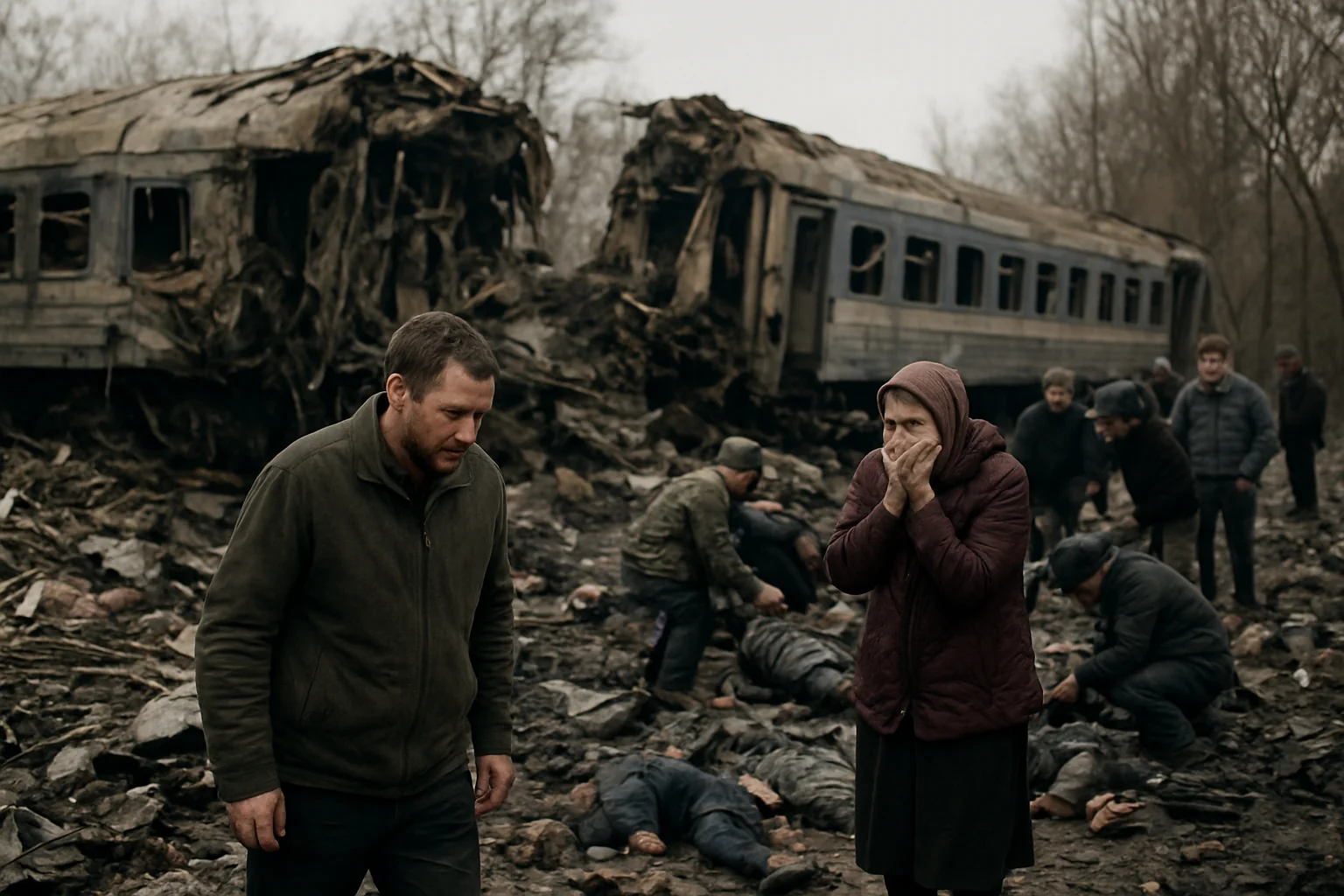 Tren distrus de un terorist kamikaze, zeci de morți raportate