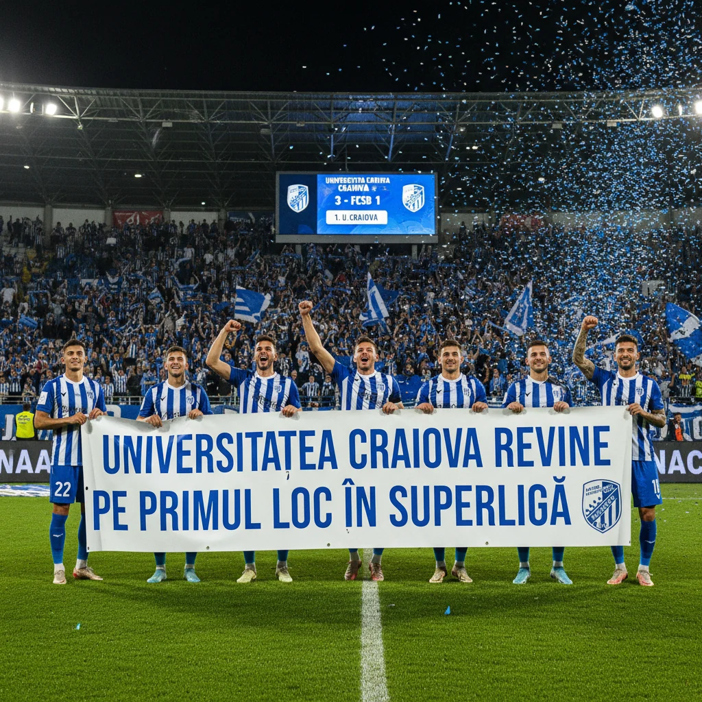 Universitatea Craiova urcă pe primul loc în Superligă după etapa a 22-a