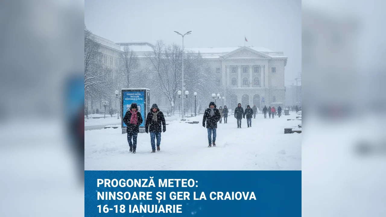 Vreme de iarnă autentică la Craiova: ninsori și ger anunțate pentru 16–18 ianuarie